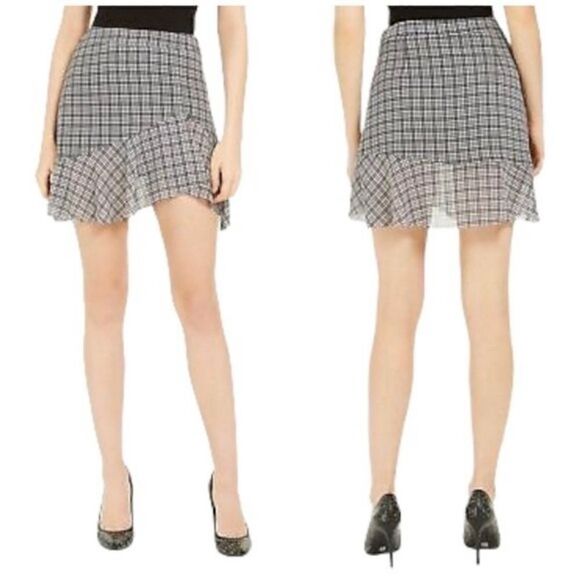 41. Michael Kors Black & White Houndstooth mini flounce skirt Size 10 NWT - Picture 1 of 11